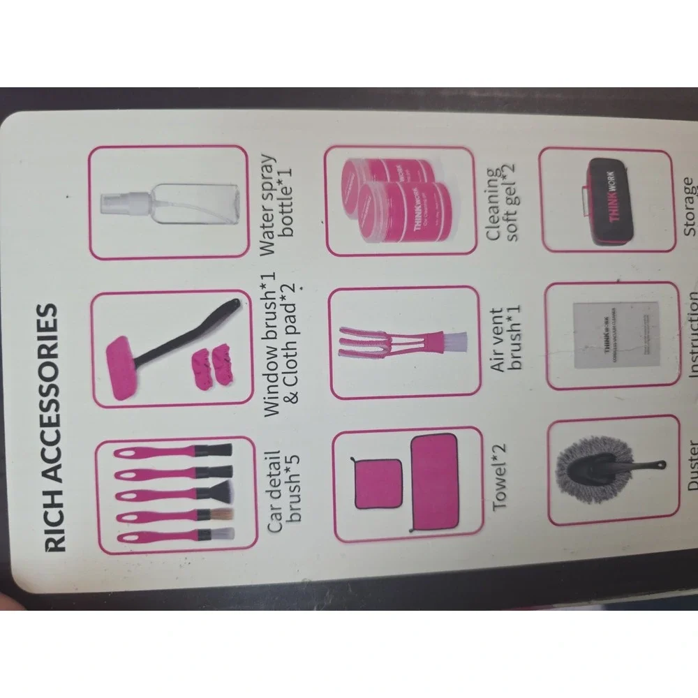 THINKWORK Pink Car Detailing Kit 8000PA Cordless Vacuum Cleaner Brush Set Gift